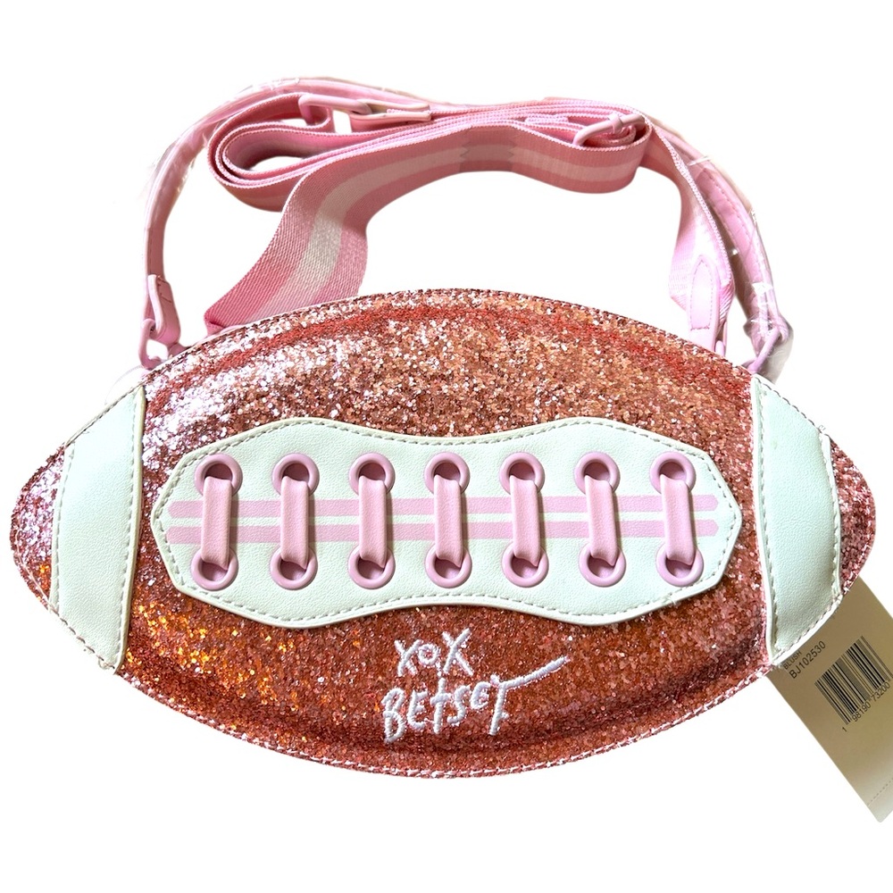 Betsey Johnson Pink Glitter Football shoulder bag NWT!